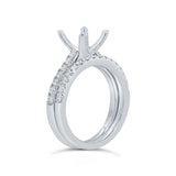 0.64ct 14k White Gold Diamond Semi-mount Ring 2-pc for 3.00ct Center