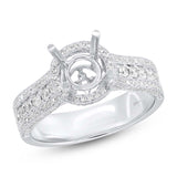 0.71ct 14k White Gold Diamond Semi-mount Ring 2-pc for 1.00ct Center