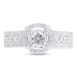 0.71ct 14k White Gold Diamond Semi-mount Ring 2-pc for 1.00ct Center