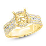 0.71ct 14k Yellow Gold Diamond Semi-mount Ring 2-pc for 1.00ct Center