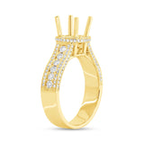 0.71ct 14k Yellow Gold Diamond Semi-mount Ring 2-pc for 1.00ct Center