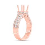 0.71ct 14k Rose Gold Diamond Semi-mount Ring 2-pc for 1.00ct Center