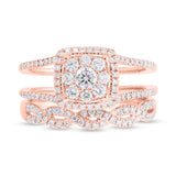 0.86ct 14k Rose Gold Diamond Wedding Set Cluster Size 6.5