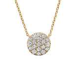 0.43ct 14k Yellow Gold Diamond Pave Circle Necklace