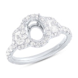 0.95ct 18k White Gold Diamond Semi-mount Ring for 7.5x5.5mm Center