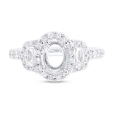 0.95ct 18k White Gold Diamond Semi-mount Ring for 7.5x5.5mm Center