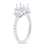 0.95ct 18k White Gold Diamond Semi-mount Ring for 7.5x5.5mm Center