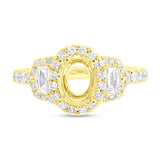 0.95ct 18k Yellow Gold Diamond Semi-mount Ring for 7.5x5.5mm Center