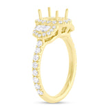 0.95ct 18k Yellow Gold Diamond Semi-mount Ring for 7.5x5.5mm Center