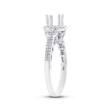 0.35ct 14k White Gold Diamond Semi-mount Ring for 0.50ct Center Size 8.5