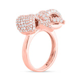 1.55ct 14k Rose Gold Diamond Ribbon Bow Ring Size 4