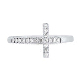 0.05ct 14k White Gold Diamond Cross Ring Size 2.5