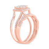 0.86ct 14k Rose Gold Diamond Wedding Set Cluster Size 7.75