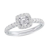 0.45ct 14k White Gold Diamond Semi-mount Ring for 0.25ct Center