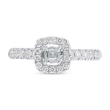 0.45ct 14k White Gold Diamond Semi-mount Ring for 0.25ct Center