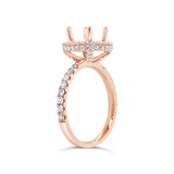 0.92ct 14k Rose Gold Diamond Semi-mount Ring for 2.00ct Center