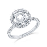 0.92ct 14k White Gold Diamond Semi-mount Ring for 2.00ct Center