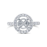 0.92ct 14k White Gold Diamond Semi-mount Ring for 2.00ct Center