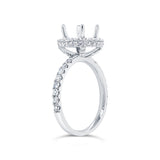 0.92ct 14k White Gold Diamond Semi-mount Ring for 2.00ct Center