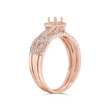 0.29ct 14k Rose Gold Diamond Semi-mount Ring for 0.25ct Center 3-pc