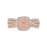 0.35ct 14k Rose Gold Diamond Semi-mount Ring for 0.25ct Center 3-pc
