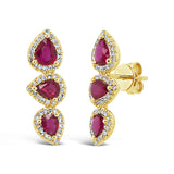 0.30ct Diamond and 1.53ct Ruby 14k Yellow Gold Lady's Earring