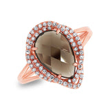 0.26ct Diamond & 2.97ct Smokey Topaz 14k Rose Gold Ring Size 6