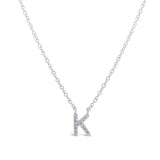 0.05ct 14k White Gold Diamond Necklace - Initial K