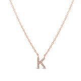 0.05ct 14k Rose Gold Diamond Necklace - Initial K