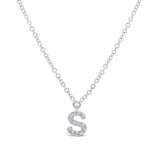 0.05ct 14k White Gold Diamond Necklace - Initial S