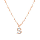 0.05ct 14k Rose Gold Diamond Necklace - Initial S