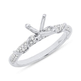 0.34ct 14k White Gold Diamond Semi-mount Ring for 1.00ct Center Size 5