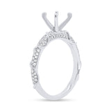 0.34ct 14k White Gold Diamond Semi-mount Ring for 1.00ct Center Size 5