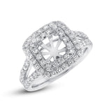 0.93ct 14k White Gold Diamond Semi-mount Ring for 6.5x6.5mm Center Size 8.75