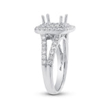 0.93ct 14k White Gold Diamond Semi-mount Ring for 6.5x6.5mm Center Size 8.75