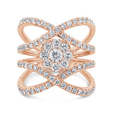 1.46ct 14k Rose Gold Diamond Cluster Lady's Ring