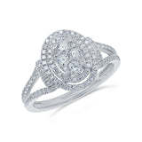 0.57ct 14k White Gold Diamond Cluster Lady's Ring