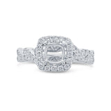 0.50ct 14k White Gold Diamond Semi-mount Ring For 5x5mm Center