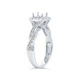 0.50ct 14k White Gold Diamond Semi-mount Ring For 5x5mm Center