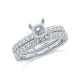 2.19ct 14k White Gold Diamond Semi-mount Ring for 1.25ct Center 2-pc