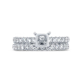 2.19ct 14k White Gold Diamond Semi-mount Ring for 1.25ct Center 2-pc