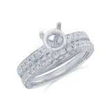 1.56ct 14k White Gold Diamond Semi-mount Ring for 1.00ct Center 2-pc