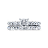 1.56ct 14k White Gold Diamond Semi-mount Ring for 1.00ct Center 2-pc