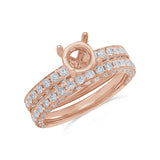 1.56ct 14k Rose Gold Diamond Semi-mount Ring for 1.00ct Center 2-pc