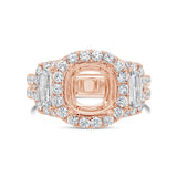 2.30ct 18k Rose Gold Diamond Semi-mount Ring for 9x9mm Center
