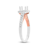 0.58ct 18k Two-tone Rose Gold Diamond Semi-mount Ring for 0.75ct Center Size 3.5