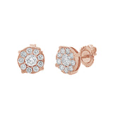 1.04ct 14k Rose Gold Diamond Cluster Stud Earring
