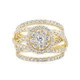 2.20ct 14k Yellow Gold Diamond Cluster Lady's Ring