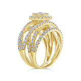 2.20ct 14k Yellow Gold Diamond Cluster Lady's Ring