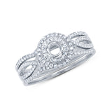 0.35ct 14k White Gold Diamond Semi-mount Ring for 0.20ct Center 3-pc